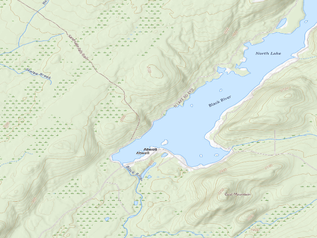 USGS topographic map of North Lake Designated Campsite #8 (Black River Wild Forest)