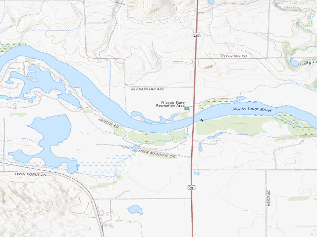 USGS topographic map of North Loup SRA