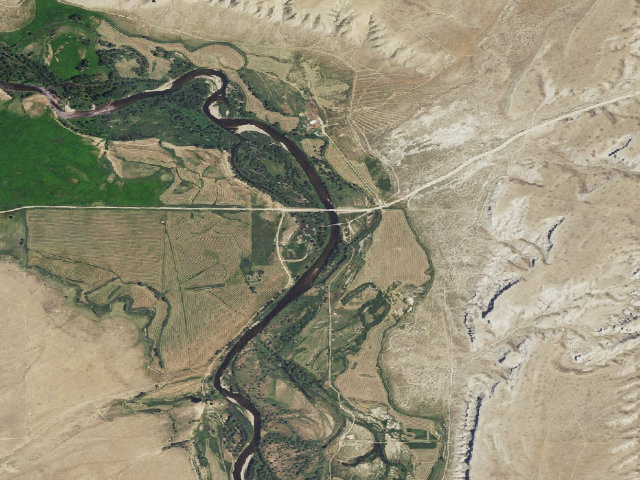 Aerial image of North Platte River-Pick Bridge PAA Campground