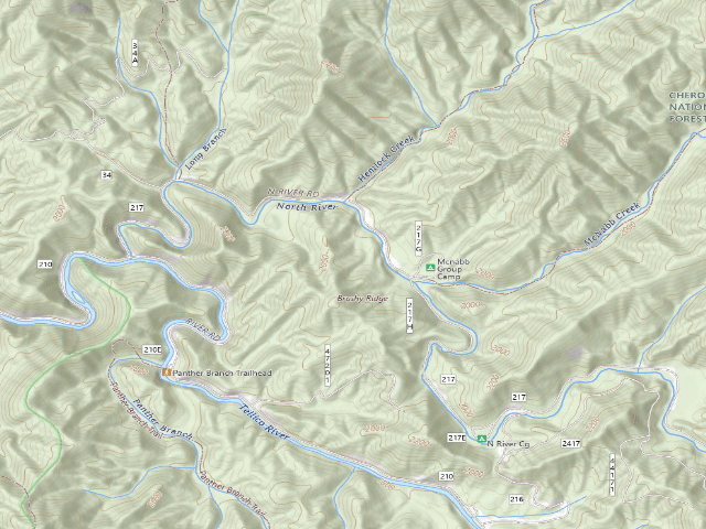USGS topographic map of North River Dispersed Campsites