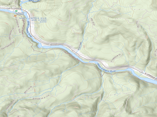 USGS topographic map of North Umpqua Wild And Scenic River