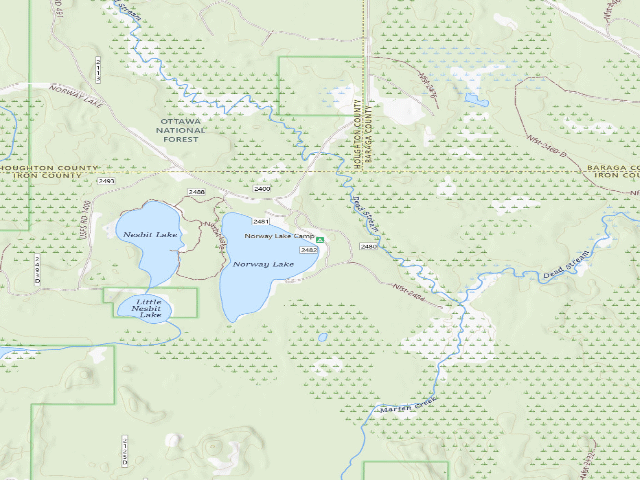 USGS topographic map of Norway Lake Camp