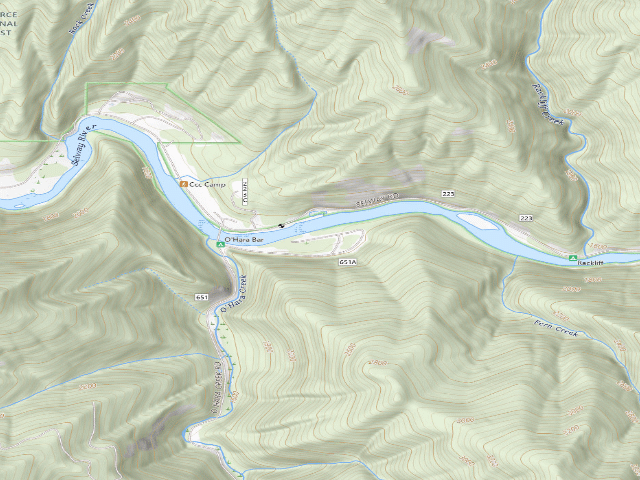 USGS topographic map of O'Hara Campground