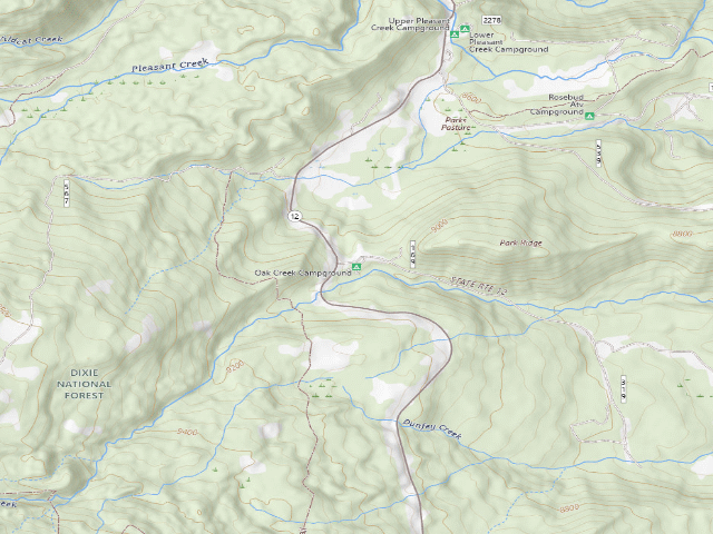 USGS topographic map of Oak Creek Campground
