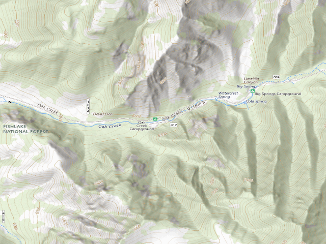 USGS topographic map of Oak Creek Rec Site