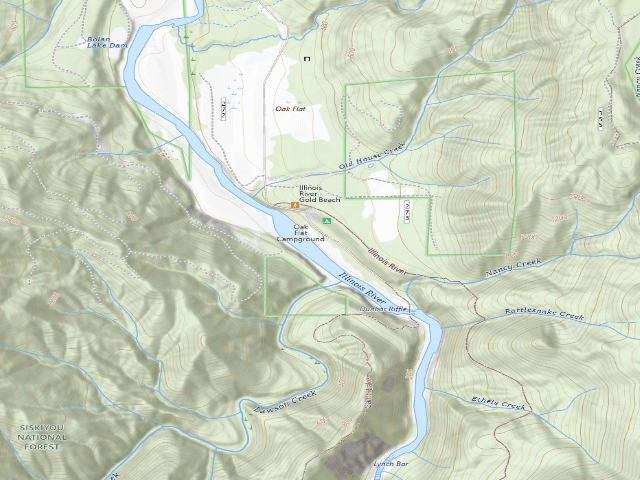 USGS topographic map of Oak Flat Campground