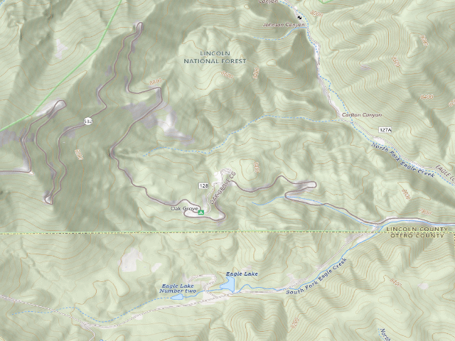 USGS topographic map of Oak Grove Campground