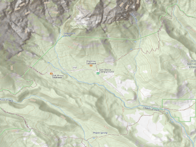 USGS topographic map of Oak Grove Campground