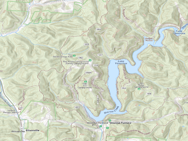 USGS topographic map of Oak Hill Campground