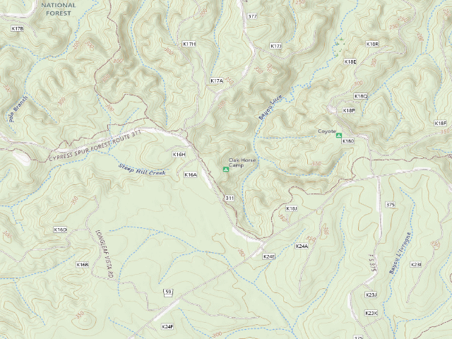 USGS topographic map of Oak Horse Camp
