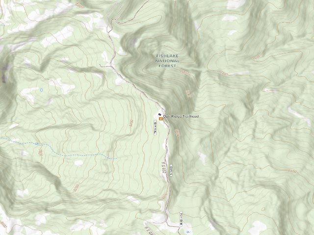 USGS topographic map of Oak Ridge Trailhead