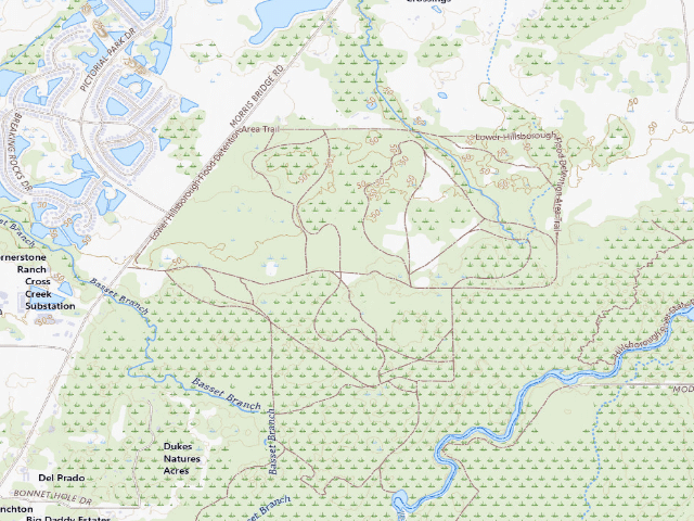 USGS topographic map of Oakridge (Lower Hillsborough Wilderness Preserve)
