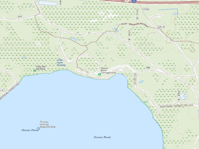 USGS topographic map of Ocean Pond Campground