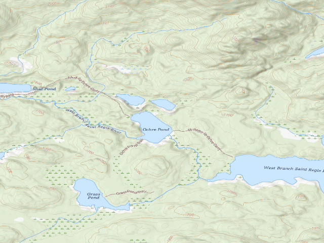 USGS topographic map of Ocher Pond Site 1 (Saint Regis Canoe Area)