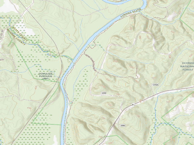 USGS topographic map of Ocmulgee Flats Camp