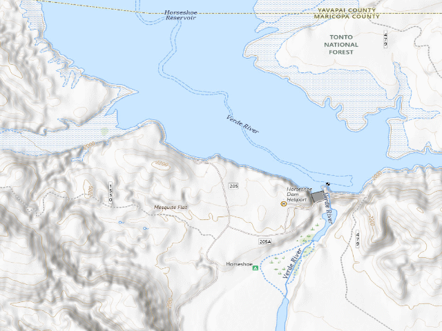 USGS topographic map of Ocotillo Rec and Boating Site Dispersed