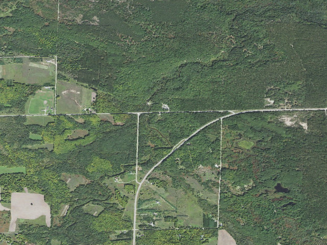 Aerial image of Ocqueoc Falls State Forest Campground