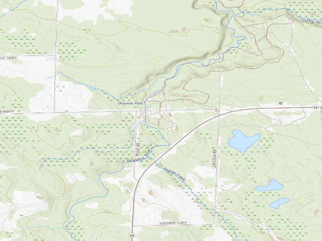 USGS topographic map of Ocqueoc Falls State Forest Campground