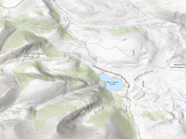 USGS topographic map of Off Lake In Trees North
