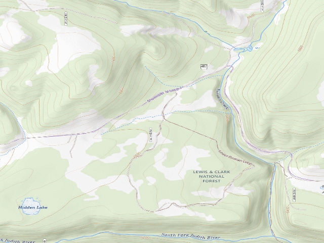 USGS topographic map of Off S Fork Judith Rd D49-4