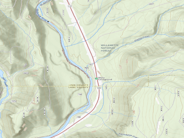 USGS topographic map of Olallie Campground