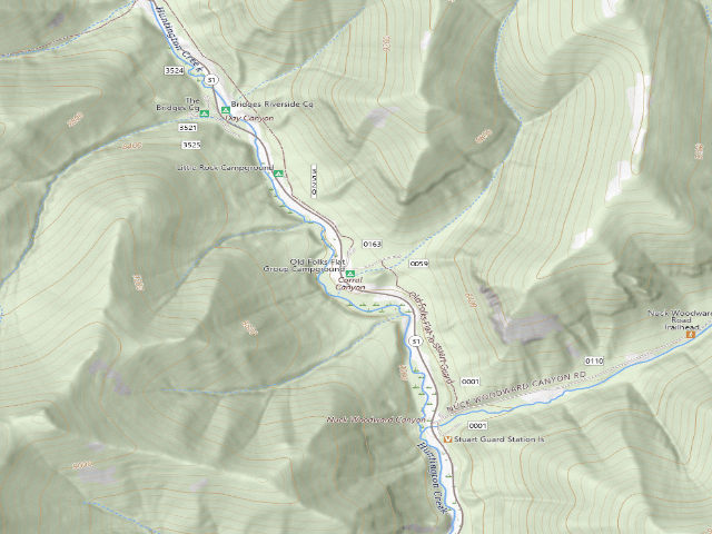 USGS topographic map of Old Folks Flat Group Campground