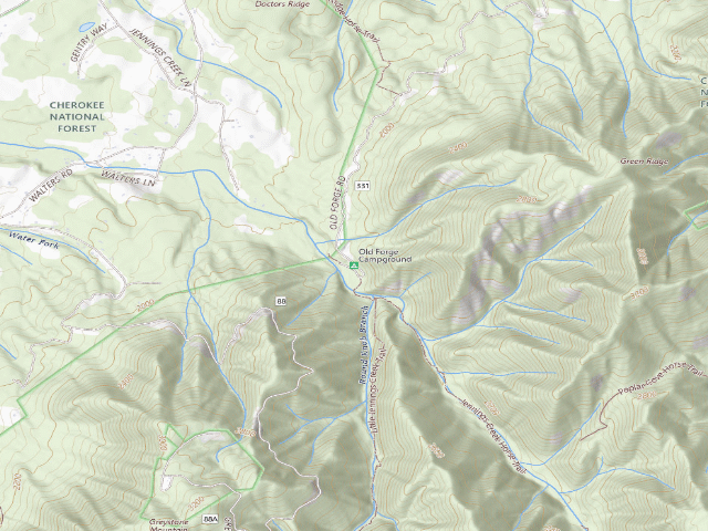 USGS topographic map of Old Forge Campground