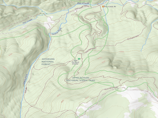 USGS topographic map of Old Orchard A.T. Shelter