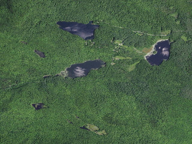 Aerial image of Oliver Pond Primitive Tent Site (Vanderwhacker Mountain Wild Forest)