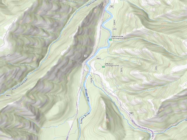 USGS topographic map of Ollokot Campground
