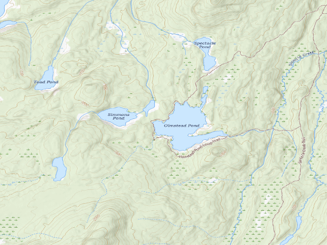 USGS topographic map of Olmstead Pond Campsite (Five Ponds Wilderness)