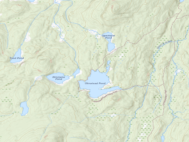 USGS topographic map of Olmstead Pond Campsite (Five Ponds Wilderness)
