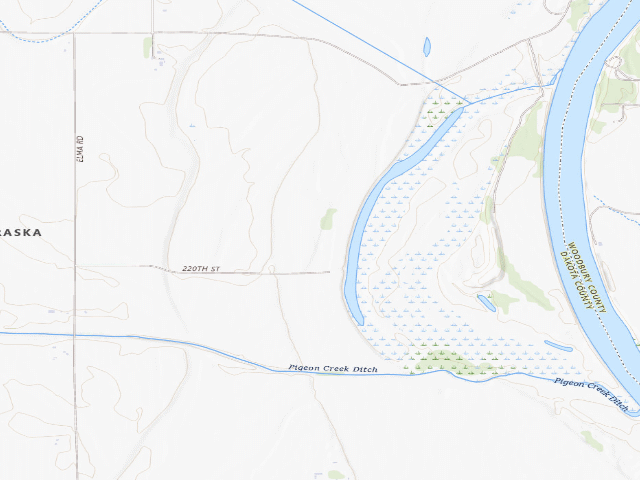 USGS topographic map of Omadi Bend WMA