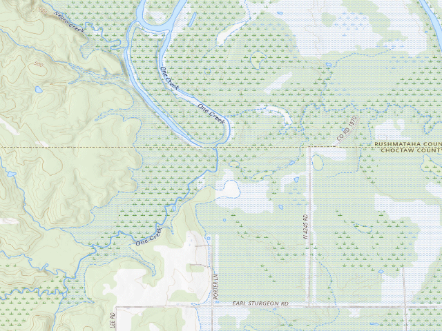 USGS topographic map of One Creek (Hugo WMA)
