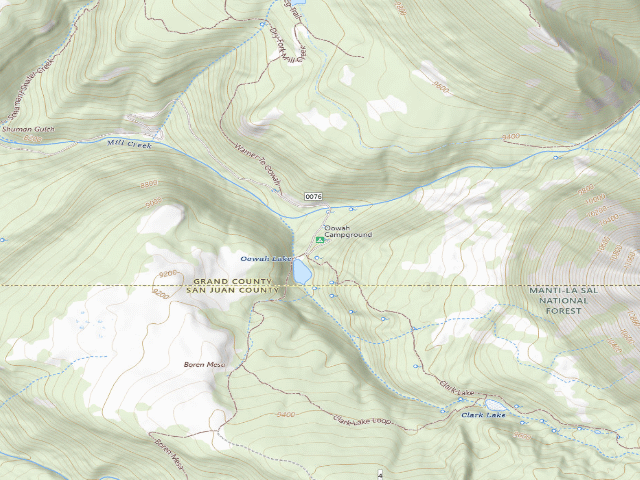 USGS topographic map of Oowah Campground