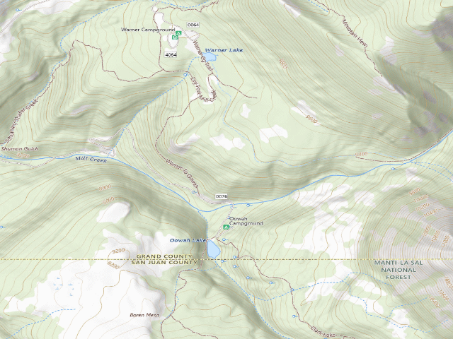 USGS topographic map of Oowah Campground