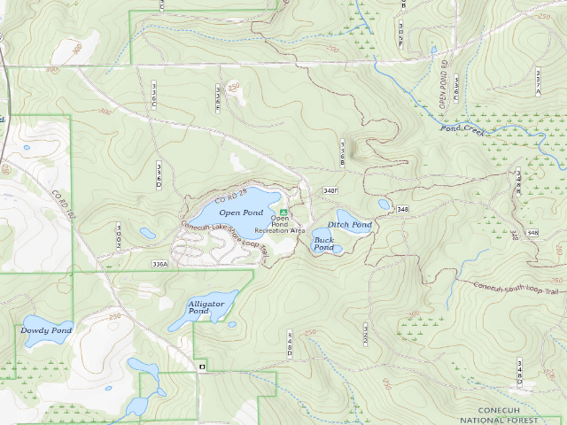USGS topographic map of Open Pond Recreation Area