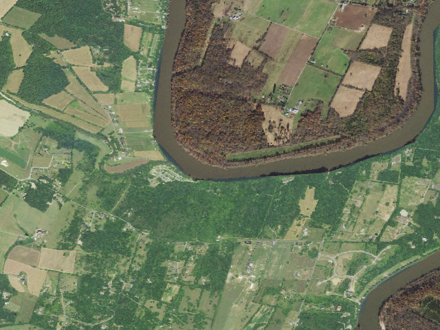 Aerial image of Opequon Junction hiker-biker campsite (C&O Canal towpath mile 90.9)