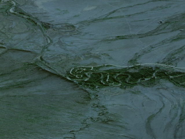 Aerial image of Ophir Creek Campground (Nome Creek Valley, White Mountains NRA)