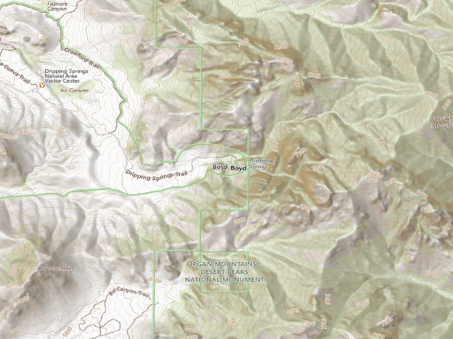 USGS topographic map of Organ Mountains-Desert Peaks National Monument