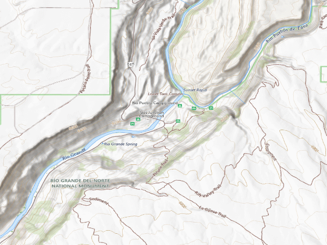 USGS topographic map of Orilla Verde Recreation Area