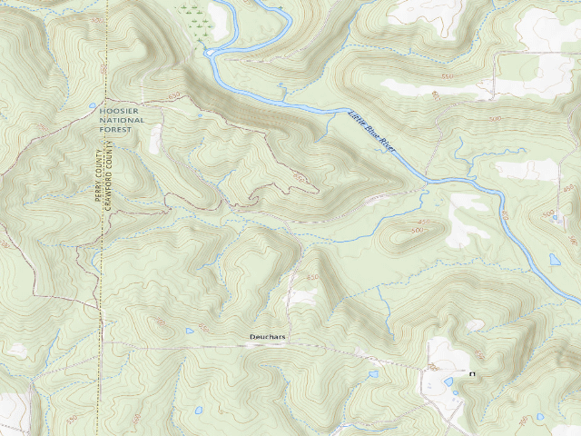 USGS topographic map of Oriole Roadside Dispersed Campsite 3 (Hoosier NF)