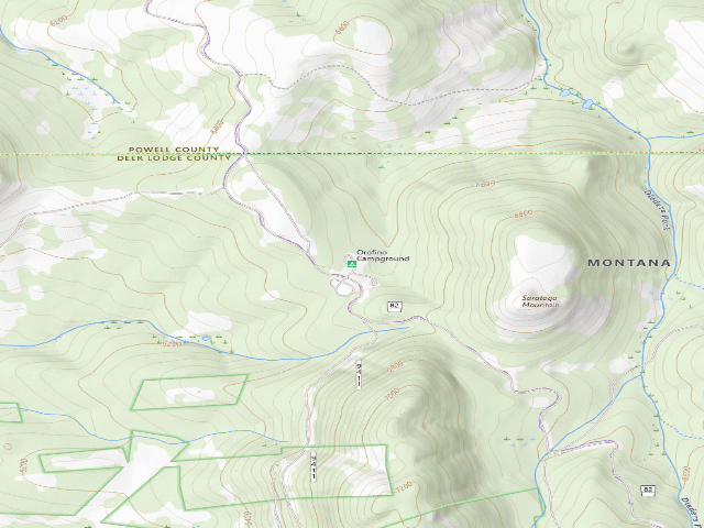 USGS topographic map of Orofino Campground