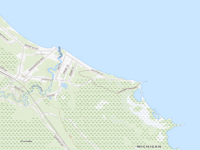 USGS topographic map of Ossineke State Forest Campground