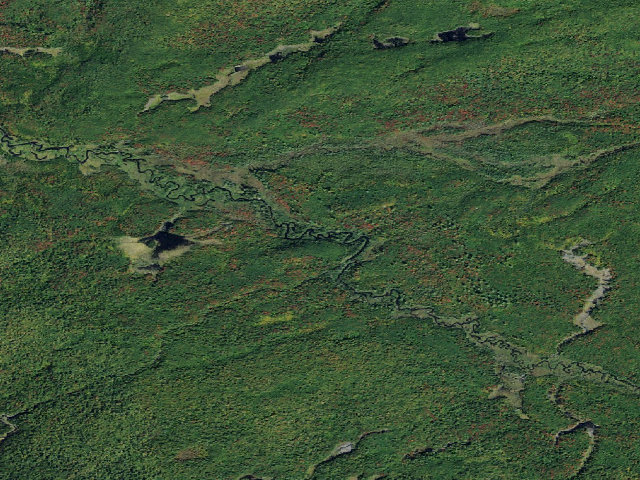 Aerial image of Oswegatchie River Campsite 10 (Five Ponds Wilderness)