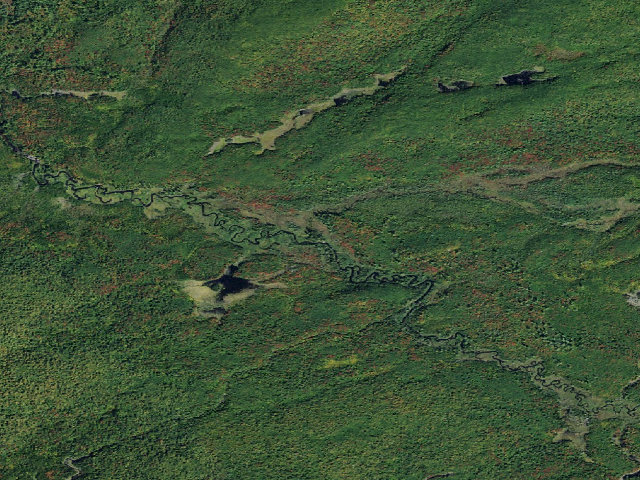 Aerial image of Oswegatchie River Campsite 11 (Five Ponds Wilderness)
