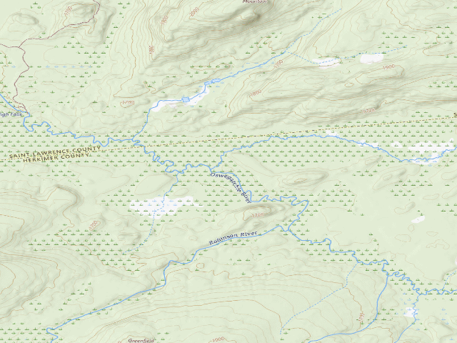 USGS topographic map of Oswegatchie River Campsite 11 (Five Ponds Wilderness)