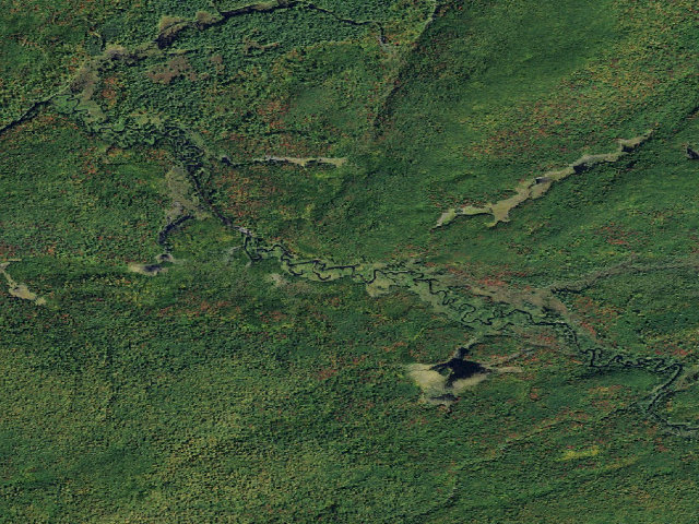 Aerial image of Oswegatchie River Campsite 12 (Five Ponds Wilderness)