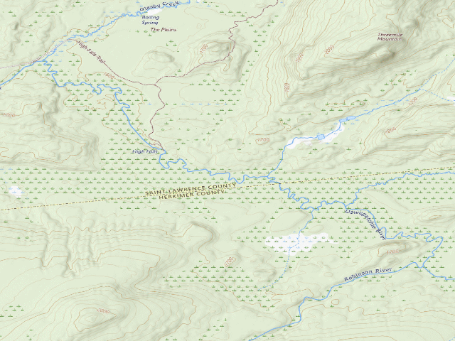 USGS topographic map of Oswegatchie River Campsite 12 (Five Ponds Wilderness)