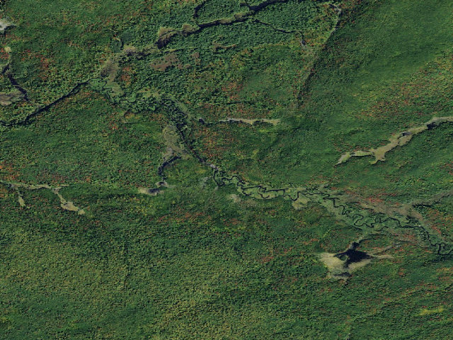 Aerial image of Oswegatchie River Campsite 14 (Five Ponds Wilderness)